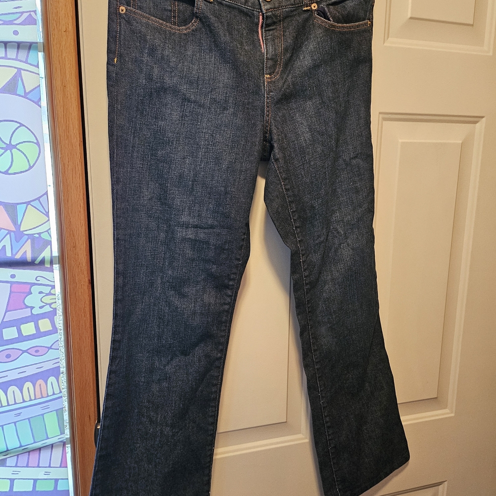 Lilly Pulitzer Dark Blue Wide Leg Jeans Y2K Vintage Look On Trend Boho Casual